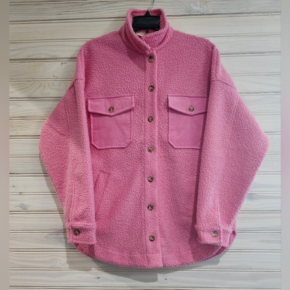 NWT Peach Love Sequin Ornament Sherpa Jacket - Picture 3 of 5